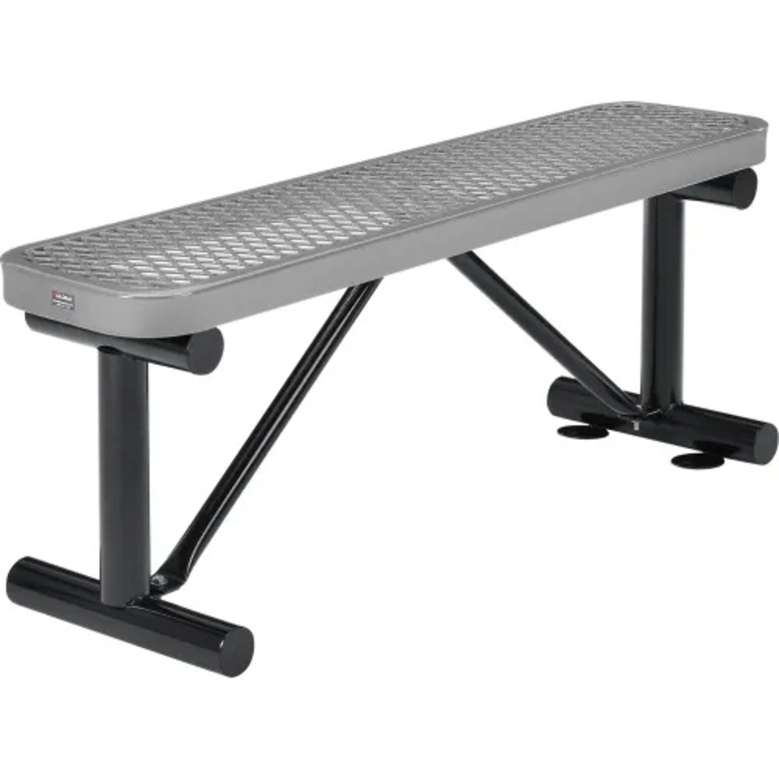 Global Industrial 4 Outdoor Steel Flat Bench, Expanded Metal, Gray (695741GY)