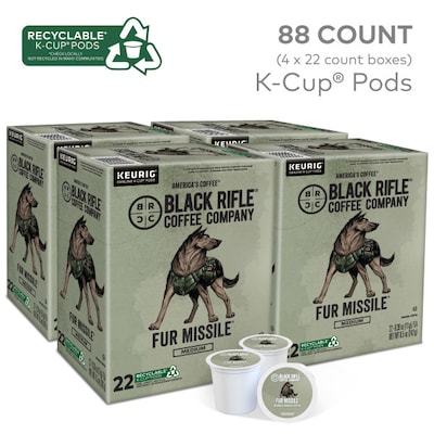 Black Rifle Coffee Company Fur Missle Caffeinated Hot & Iced Coffee Keurig K-Cup Pods, Medium Roast, 88/Box (5000384047CT)
