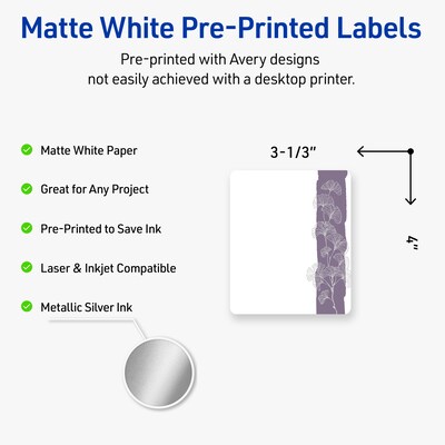 Avery Laser/Inkjet Rectangle Multipurpose Labels, 4 x 3-1/3, White, 40/Pack (S00F4P)