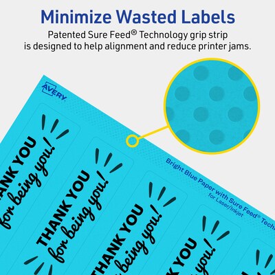 Avery Printable Rectangle Multipurpose Labels, 9.75" x 1.25", Bright Blue, 100/Pack (94262)
