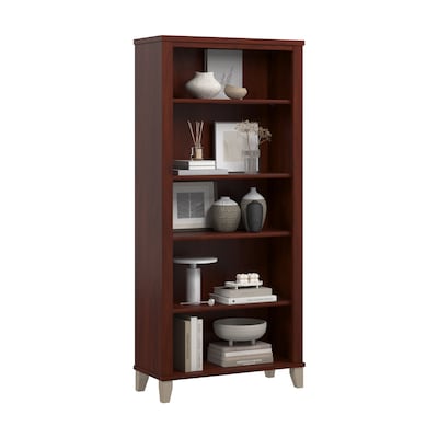 Bush Furniture Somerset 65" 5-Shelf Bookcase with Adjustable Shelves, Hansen Cherry Laminate (WC81765)