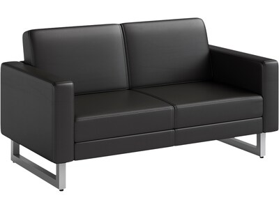 Safco Mirella 54 Vinyl Lounge Settee, Black (1731MRL2SLVBL)