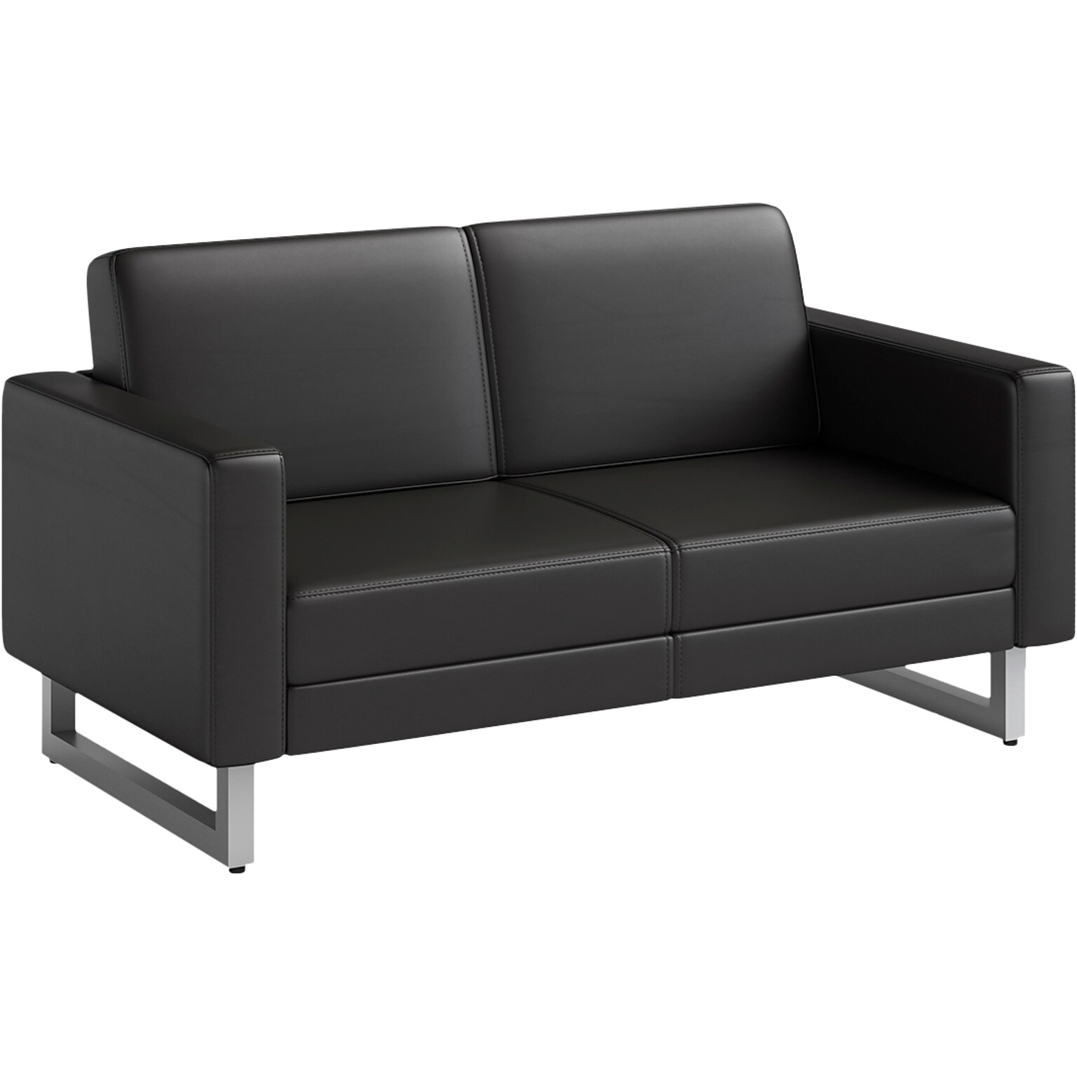 Safco Mirella 54 Vinyl Lounge Settee, Black (1731MRL2SLVBL)