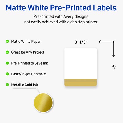 Avery Laser/Inkjet Rectangle Multipurpose Labels, 4 x 3-1/3, White, 40/Pack (S00DKA)