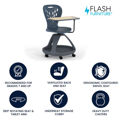 Flash Furniture Plastic Mobile Desk Chair, Dark Gray (YUYCX019DG)