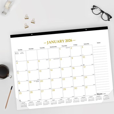 2026 Blueline Classic Gold 22" x 17" Monthly Desk Pad Calendar, Classic Gold (C199003)