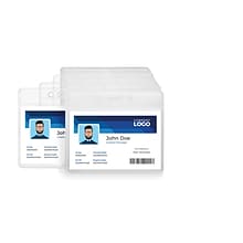 Staples Heavy-Duty ID Badge Holders, 3-3/8 x 3-7/8, Plastic, Clear, 50/Pack (37867)