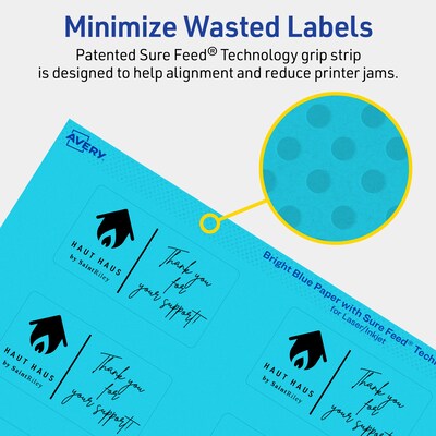 Avery Printable Rectangle Multipurpose Labels, 1.5" x 2.75", Bright Blue, 400/Pack (94230)