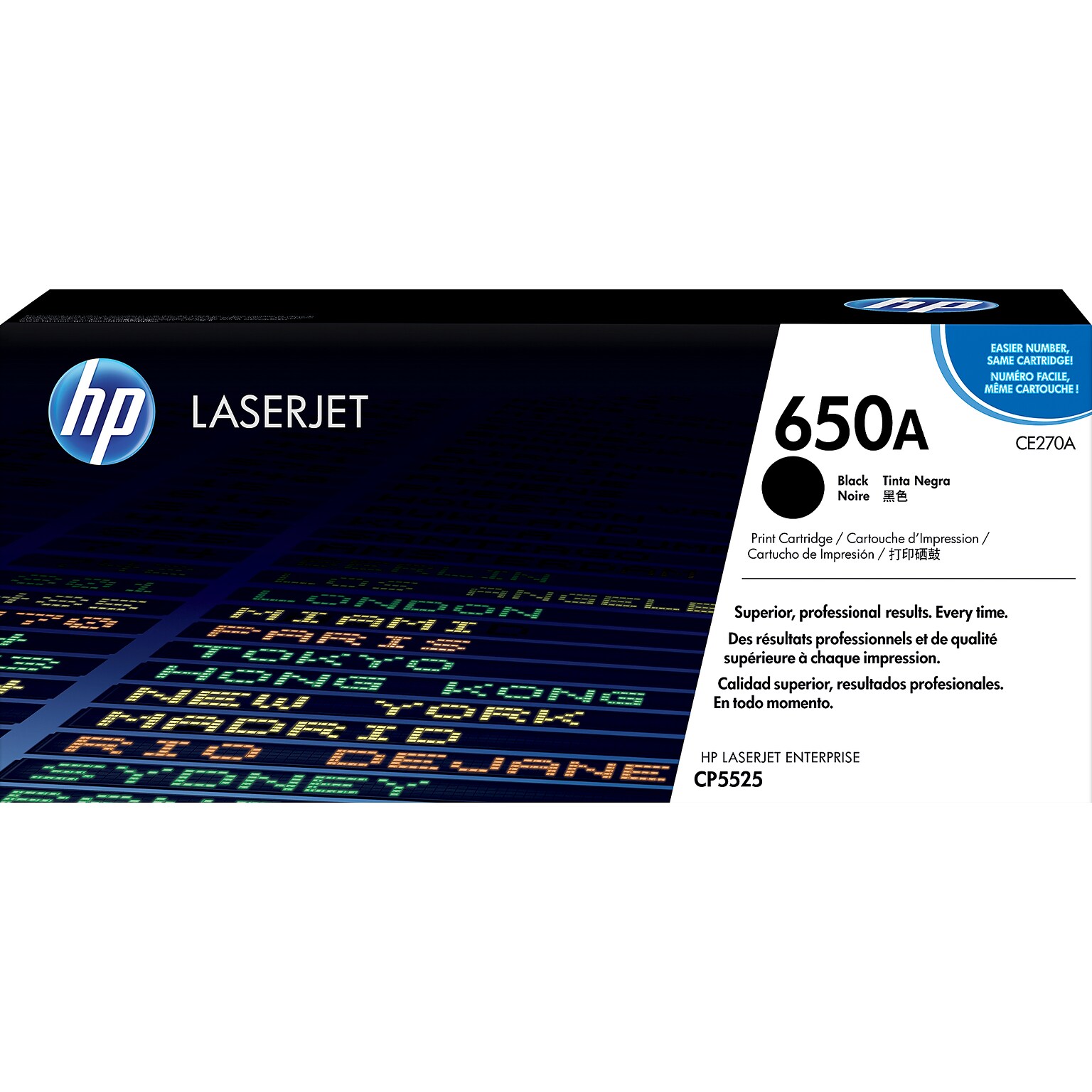 HP 650A Black Standard Yield Toner Cartridge, Prints Up to 13,500 Pages (CE270A)