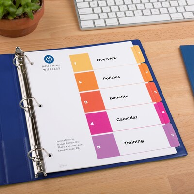 Avery Ready Index Table of Contents Paper Dividers, 1-5 Tabs, Multicolor (11131)