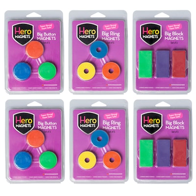 Dowling Magnets Hero Magnets Bundle: Button, Blocks & Rings, 18 Pieces (DO-HEROKIT)