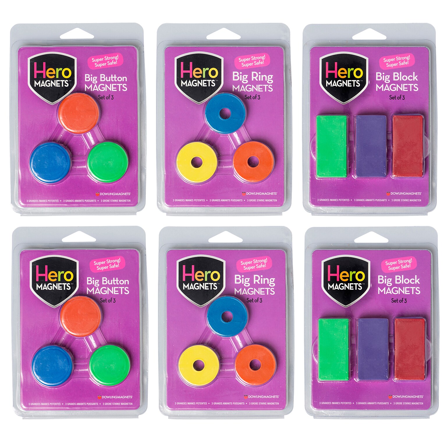 Dowling Magnets Hero Magnets Bundle: Button, Blocks & Rings, 18 Pieces (DO-HEROKIT)
