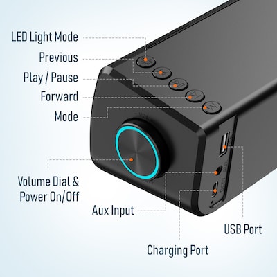 Delton SB200 20-Watt Wired/Wireless Soundbar Computer Speaker, Black (DSB200)