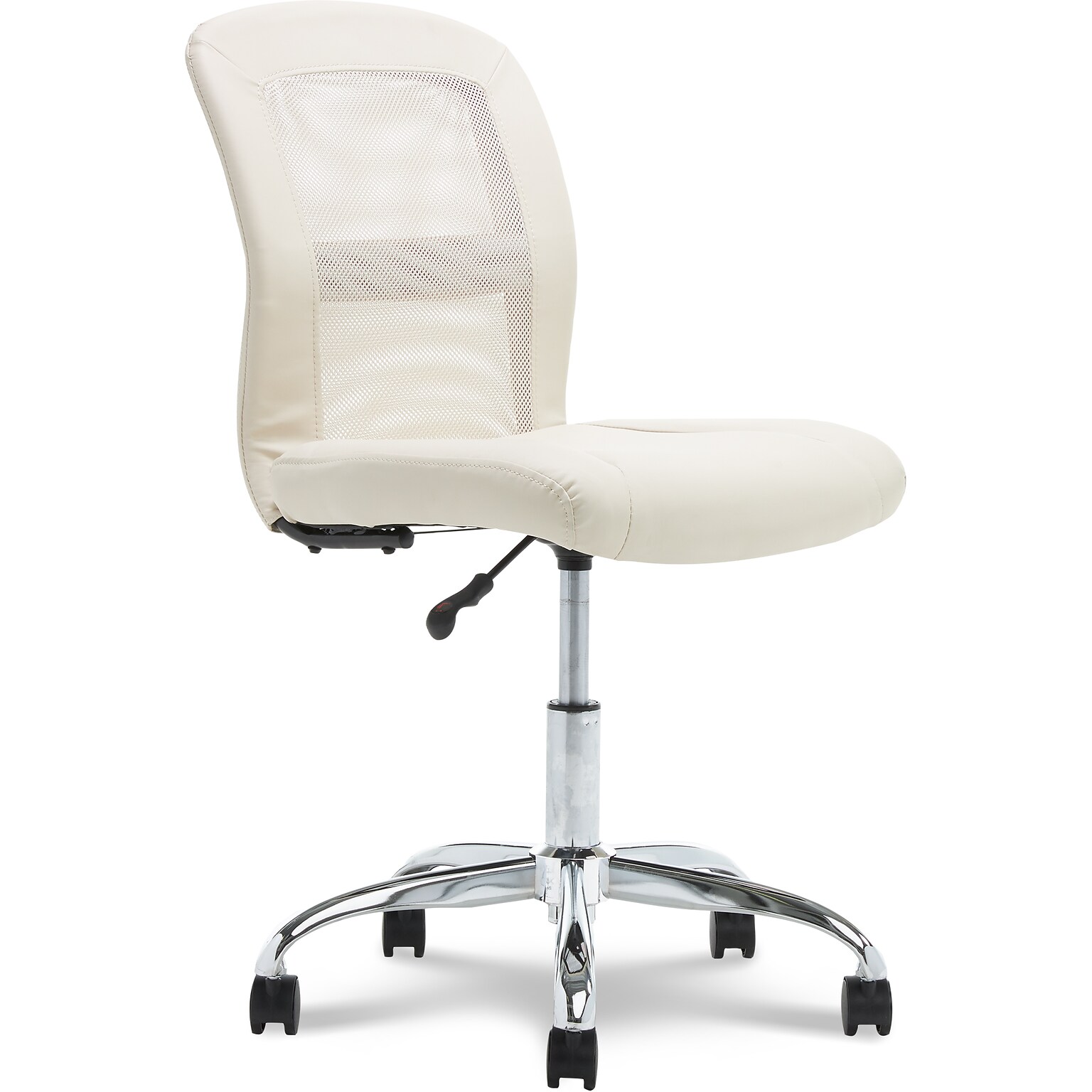 Serta Essentials Armless Ergonomic Bonded Leather/Mesh Swivel Task Chair, Cream (48740B)