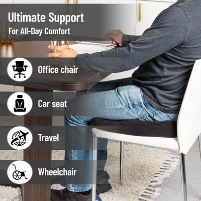 Mind Reader Memory Foam Ergonomic Back Cushion, Black (ORTHOCUSH-BLK)