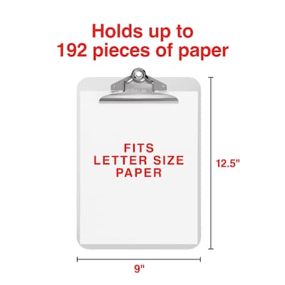 Staples Plastic Clipboard, Letter Size, Clear – Lightweight Transparent Clipboard