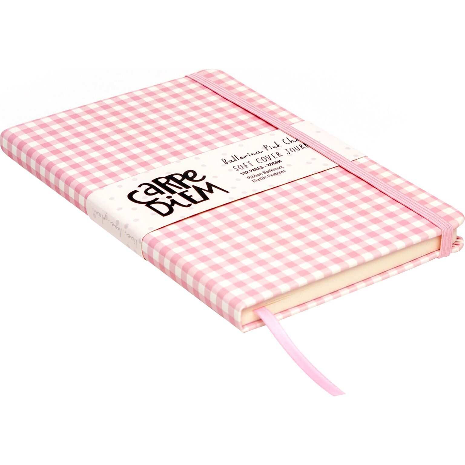 Carpe Diem Ballerina Pink Check Journal, 5.24 x 8.27, Wide-Ruled, Pink/White, 192 Pages (9371-CD)