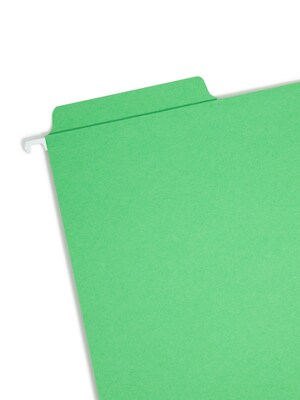 Smead FasTab Hanging File Folders, 1/3-Cut Tab, Letter Size, Green, 20/Box (64098)