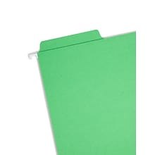 Smead FasTab Hanging File Folders, 1/3-Cut Tab, Letter Size, Green, 20/Box (64098)
