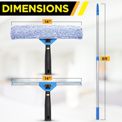 Gritt Commercial Pro Telescoping 14 Window Cleaning Squeegee Kit, Blue/Silver, 3 Piece/Kit ( GRI137-6F-14)