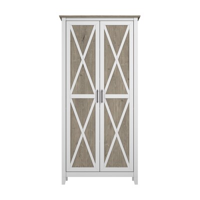 Bush Furniture Key West 66H Storage Cabinet with 5 Shelves, Shiplap Gray (KWS266G2W-03)