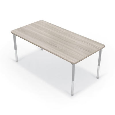 MooreCo Hierarchy Rectangular Table, 60W x 30D, Grey Elm/Platinum Base (703673562775)