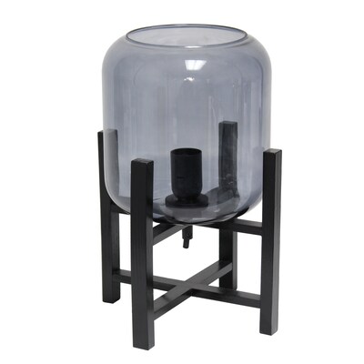 Creekwood Home 13.5" LED Table Lamp, Black/Smoky Glass (CWT-1000-SM)
