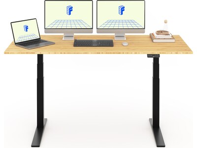 FlexiSpot E7 Pro 72"W Electric Adjustable Standing Desk, Bamboo/Black (E7BPRO7230-LBZB)