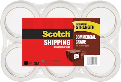 Scotch Heavy Duty Packing Tape, 1.88 x 54.6 yds., Clear, 6/Pack (3750-6)