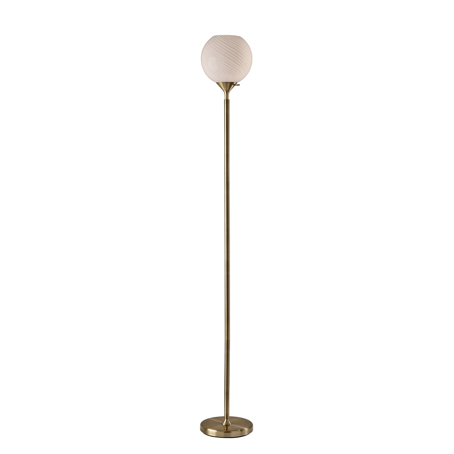 Adesso Swirl Torchiere 73.75H Antique Brass Floor Lamp with Round Shade (3265-21)
