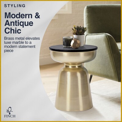 Finch Adler Brass Metal Side Table, Black/Gold (FUTB10153A)