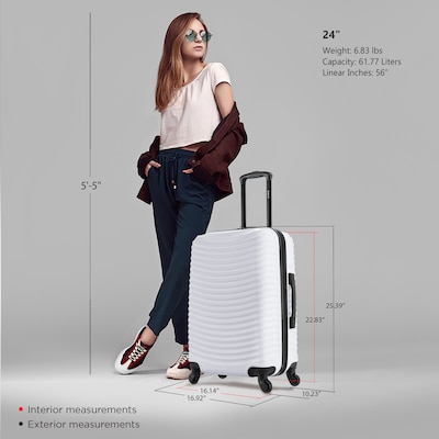 DUKAP Adly 24" Hardside Suitcase, 4-Wheeled Spinner, TSA Checkpoint Friendly, White (DKADL00M-WHI)