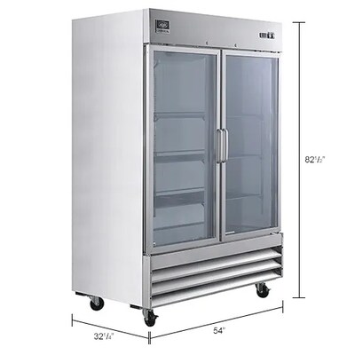 Global Industrial Nexel Reach-In Refrigerator, 2 Glass Doors, 47 Cu. Ft. (243219)