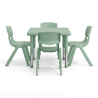 Flash Furniture Emmy Square Activity Table Set, 24" x 24", Height Adjustable, Sage (YCX232SQRTBSGEE)