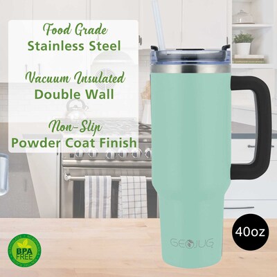 Brentwood Geojug Stainless Steel Double Walled Tumbler Cup, 40 oz., Blue (CMB-1200BL)