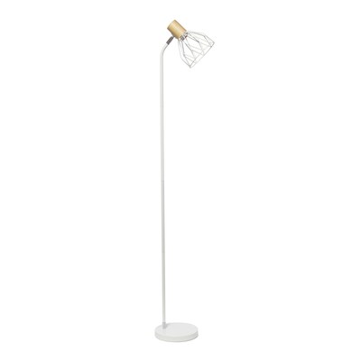 Simple Designs Farmhouse Fusion 55.91" Iron Floor Lamp with Round Shade, White (LF2019-WHT)