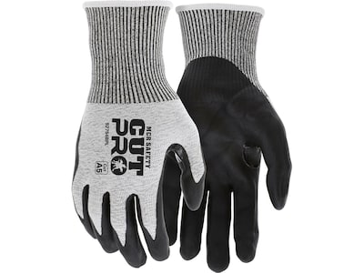 MCR Safety Cut Pro Hypermax Fiber/Bi-Polymer Work Gloves, Salt-and-Pepper/Black, L, Pair (92754BPL)