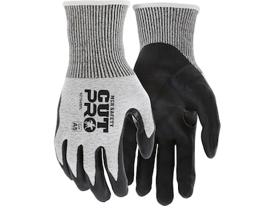 MCR Safety Cut Pro Hypermax Fiber/Bi-Polymer Work Gloves, Salt-and-Pepper/Black, M, Pair (92754BPM)