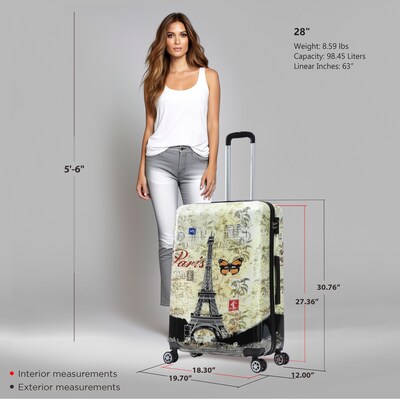 InUSA 28" Hardside Paris Suitcase, 4-Wheeled Spinner, TSA Checkpoint Friendly, Paris (IUAPC00L-PAR)