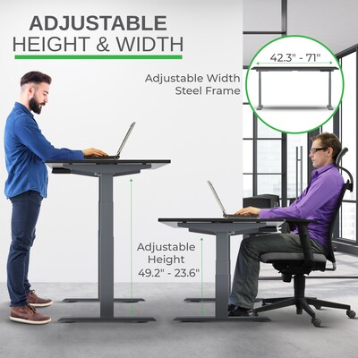 Uncaged Ergonomics Rise Up 24"-49"H Electric Adjustable Height Standing Desk with Black Bamboo Desktop (Rugbk)