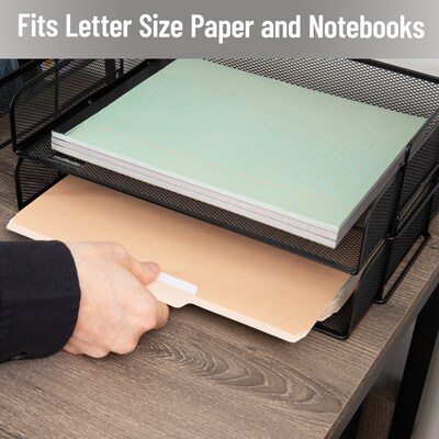 Mind Reader Metal Side Loading Stackable Letter Tray, Letter Size, Black, 2/Pack (DSTACK2-BLK)