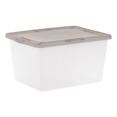 Iris 24.5 Quart Snap Top Plastic Snap Closure Storage Bin, Clear, 6/Pack (585104)
