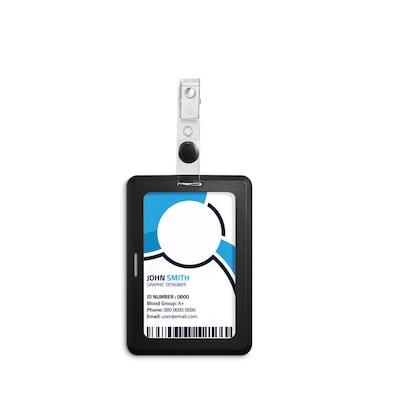 Staples Clip On ID Badge Holder, 4 x 2.87, Rubber, Black (51917)