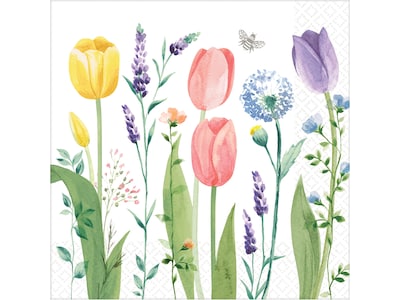 Amscan Tulip Garden Dinner Napkin, Multicolor, 16/Set, 2 Sets/Pack (522495)