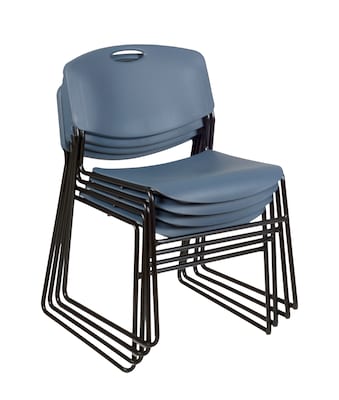 Regency 48" Square Laminate Cherry Table with 4 Zeng Stack Chairs, Blue (TB4848CH44BE)
