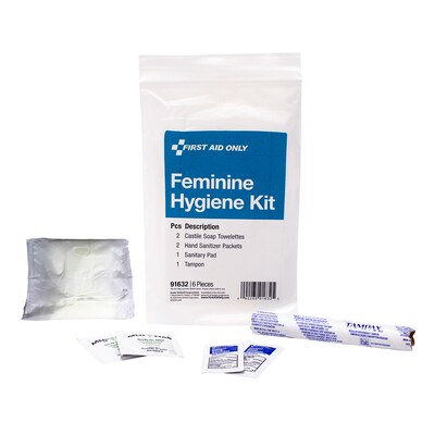 First Aid Only Feminine Hygiene Kit, 6 Pieces, 12/Box (91632)