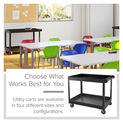 Hirsh 2 Shelf Ready-To-Assemble Steel Utility Cart, 36" x 24", Black (22641)