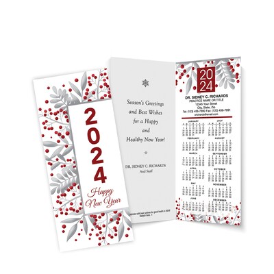 Custom Folded Calendar Cards, 3.625" x 8.5", 12 Pt. Coated Stock, 100/Pack