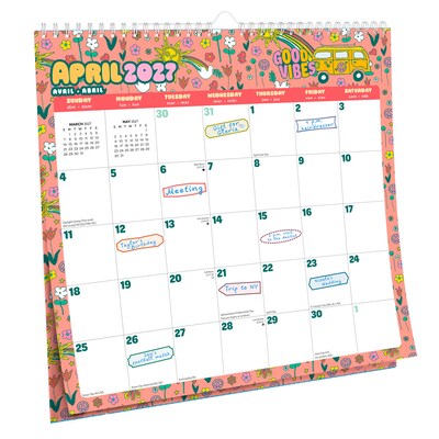 2026-2027 Plato Good Vibes 12 x 12 Academic Monthly Wall Calendar (9798330709212)