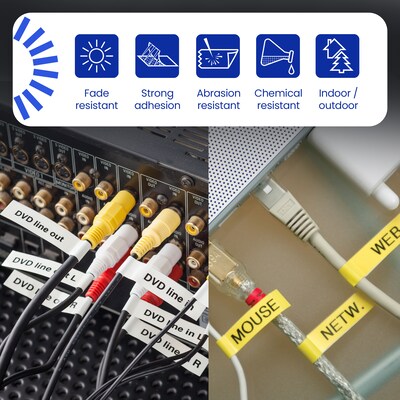 Brother P-touch Flexible ID Laminated Label Tape, 1/2" x 26.2', Black on White (TZeFX231)